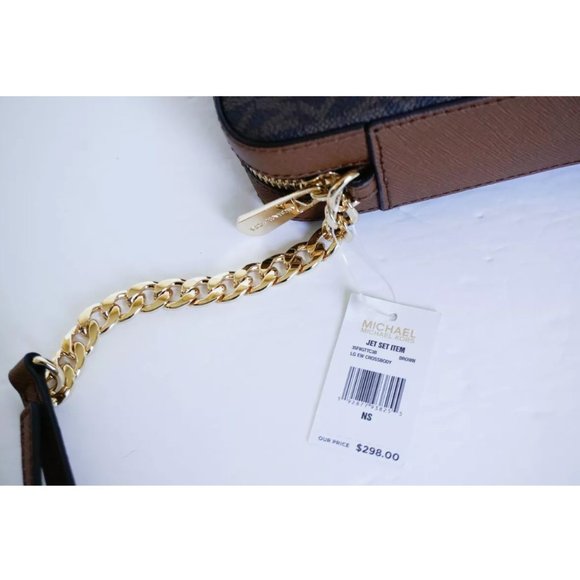 Michael Kors Jet Set Item Large East West Shoulder Crossbody Bag MK Brown - Picture 9 of 10